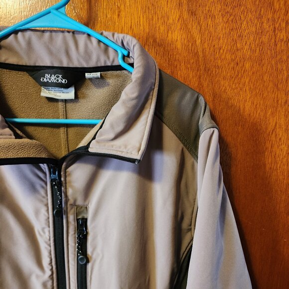 Men's 2XL Black Diamond Tan Fleece Lined Zip Up Soft Shell Jacket - Picture 4 of 10